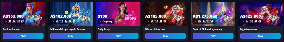 Lucky Elf Casino tournaments interface